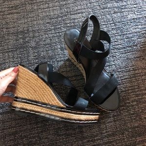 Black spandex wedges